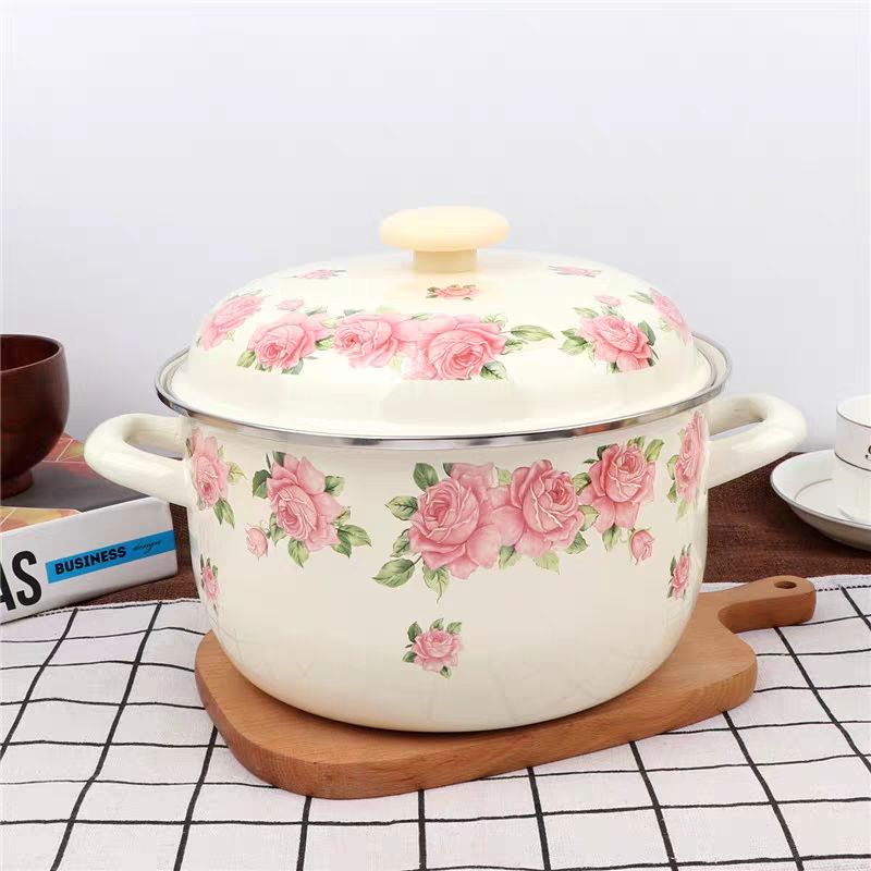 Fondue Pot Ceramic - Утолщенная элегантная розовая роза 16-24 см